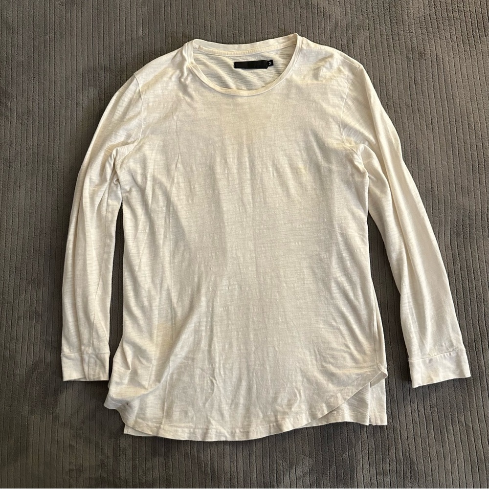 Man Mes White Long Sleeve Size Medium